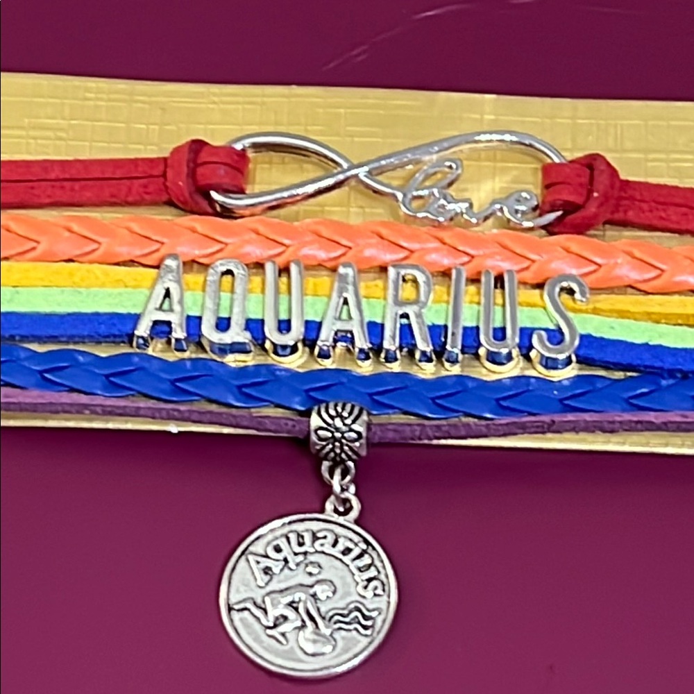 Aquarius Zodiac Sign Pride Infinity Bracelet with Bands